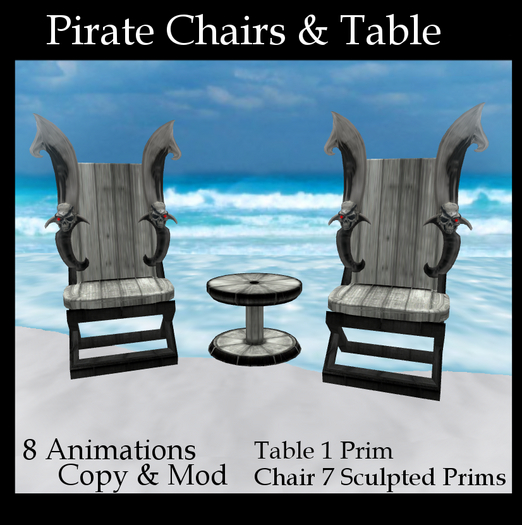 Second Life Marketplace Athy Designs Pirate Chair & Table Furniture